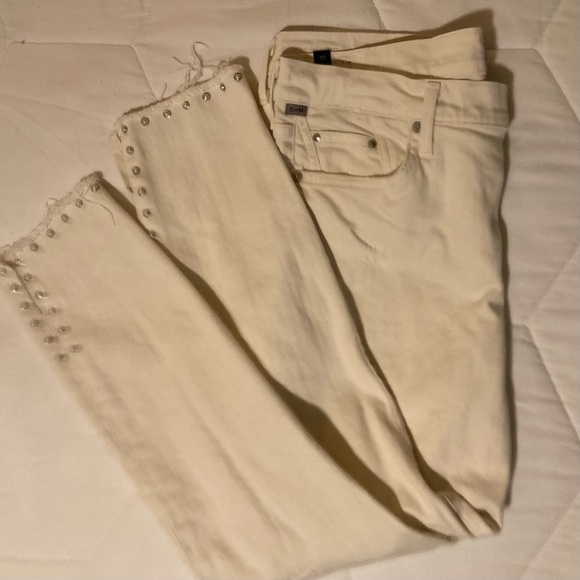 Citizens of Humanity Rocket Crop Highrise Skinny | Size 32 | Cream | Distressed - Picture 1 of 11